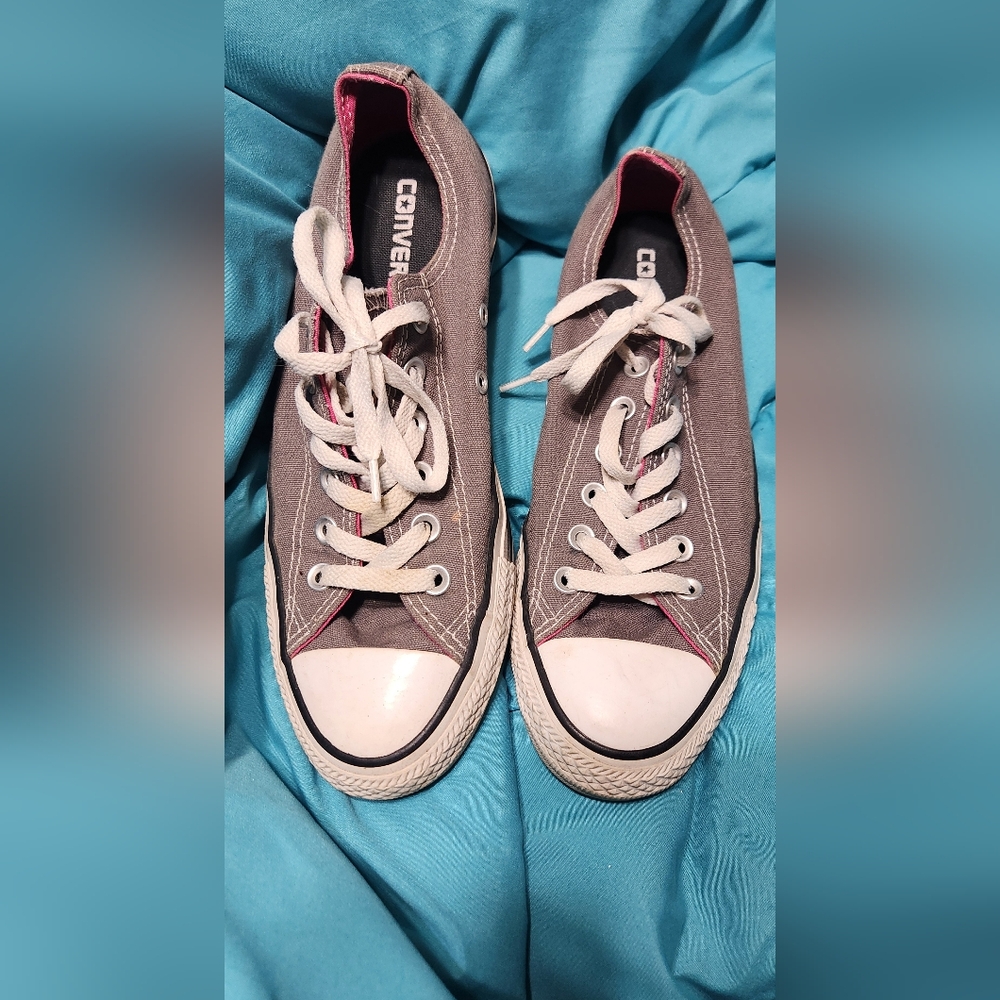 Converse Gray & Pink Double Tongue